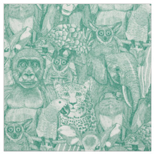 just african jungle animals emerald green hp fabric