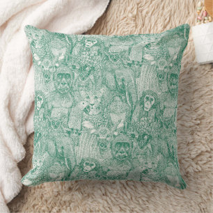 just african jungle animals emerald green hp throw pillow