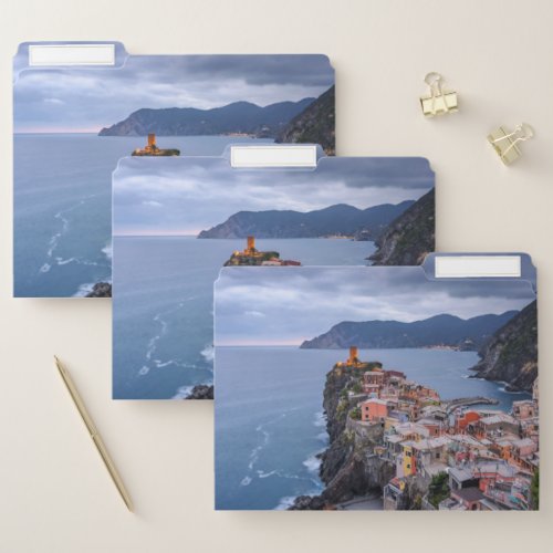 Just After Sunset  Vernazza Cinque Terre Italy File Folder