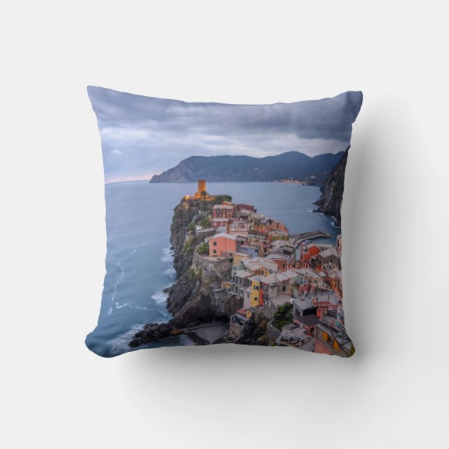 Just After Sunset | Vernazza, Cinque Terre, Italy Throw Pillow (Front)