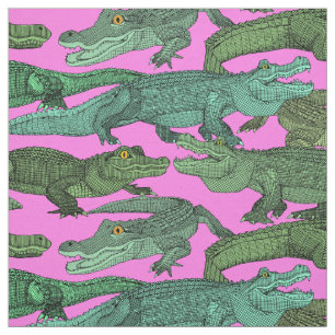 just alligators green pink fabric