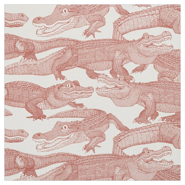 just alligators paprika fabric (Swatch)