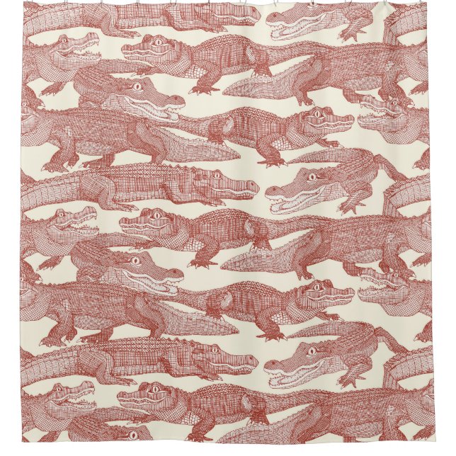just alligators paprika shower curtain (Front)