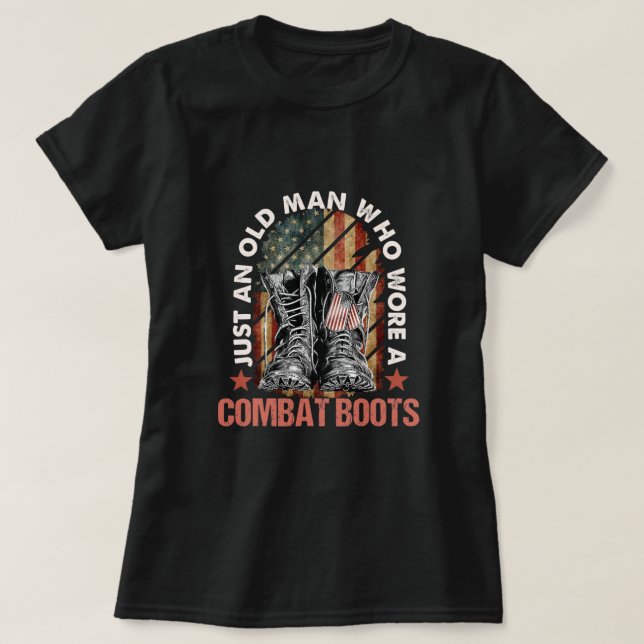 Just An Old Woman Who Wore Combat Boots T-Shirt (Design Front)