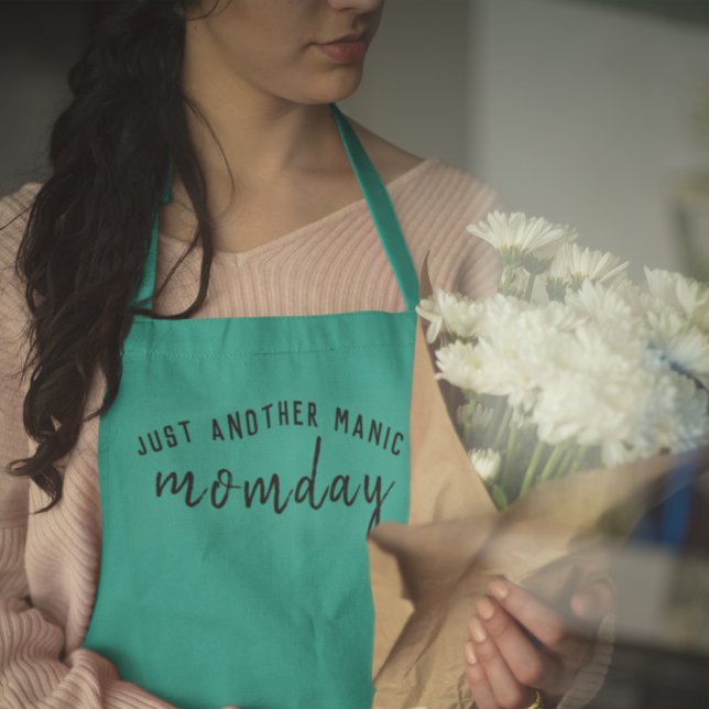 Just Another Manic Momday | Super Mom Trendy Green Apron (Creator Uploaded)