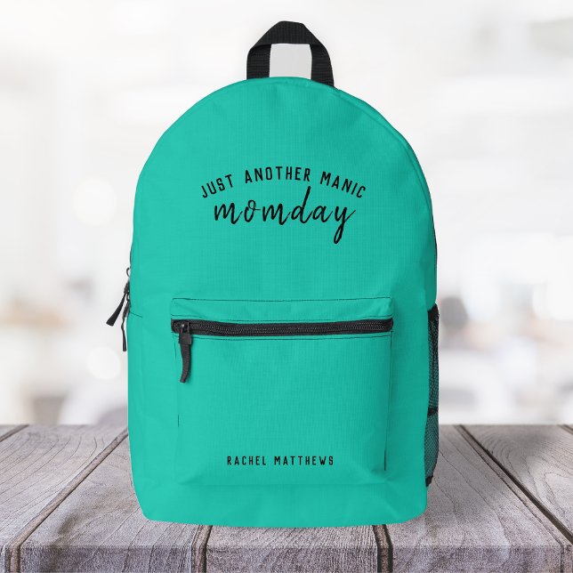 Just Another Manic Momday | Super Mom Trendy Green Printed Backpack (Creator Uploaded)