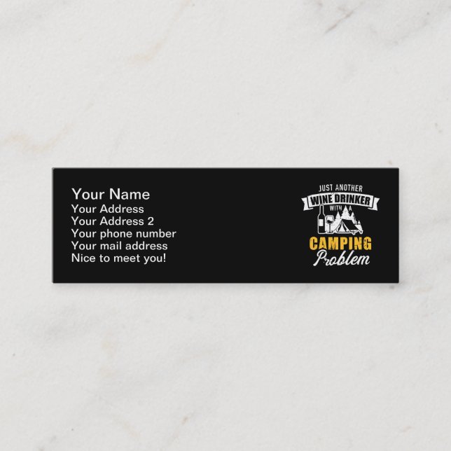 Just another wine drinker with a camping problem mini business card (Front)
