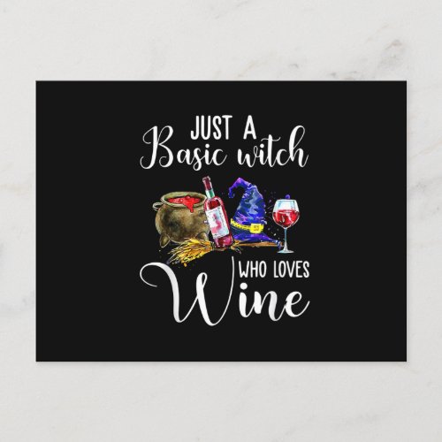 Just Basic Witch Who Loves Wine Halloween T_Shirt Invitation Postcard