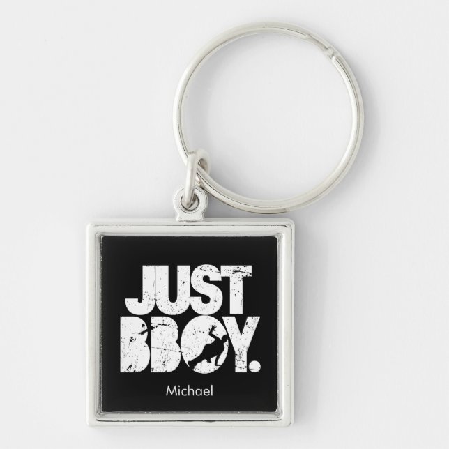 Just Bboy - White Distressed Keychain (Front)