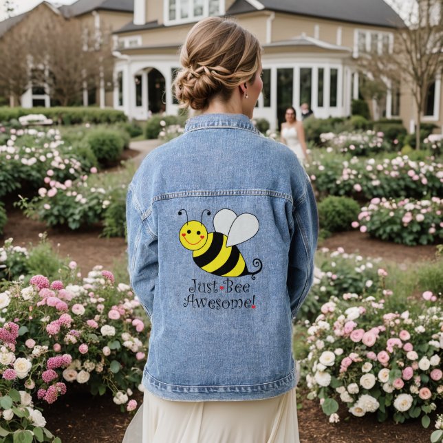 Just Be Awesome Bumble Bee Denim Jacket (Wedding Back)