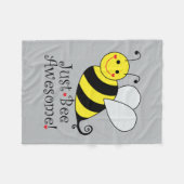 Just Be Awesome Bumble Bee gray Fleece Blanket (Front (Horizontal))