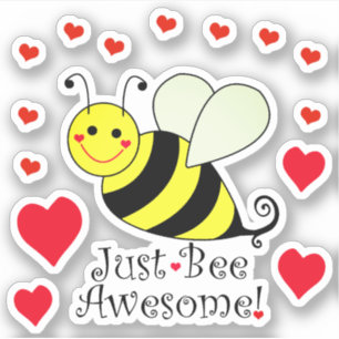 Just Be Awesome Cute Bee Contour Cut Sticker