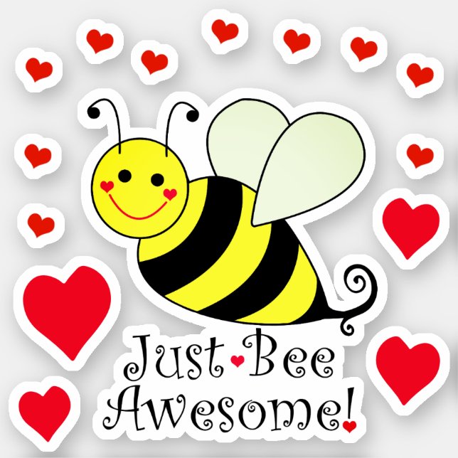 Just Be Awesome Cute Bee Contour Cut Sticker (Front)