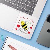 Just Be Awesome Cute Bee Contour Cut Sticker (Laptop w/ iPhone)