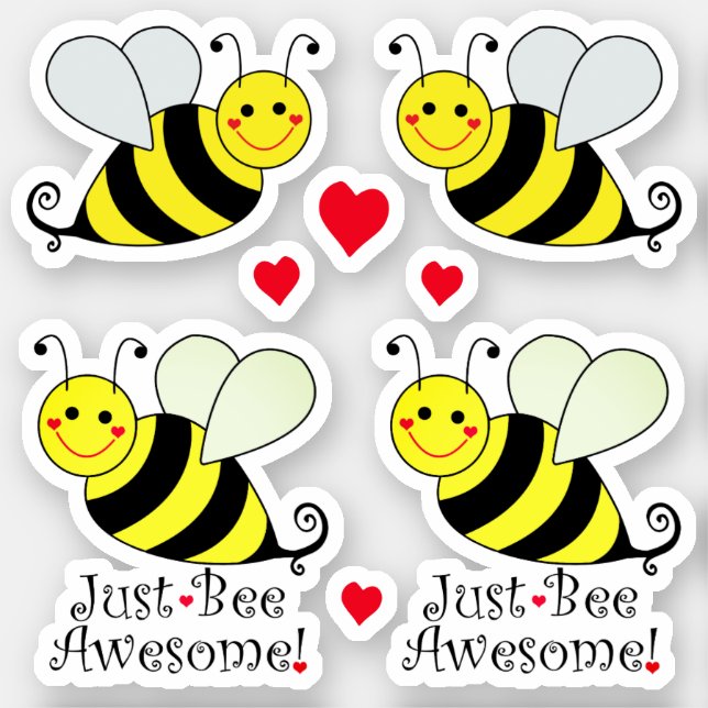 Just Be Awesome Cute Bumble Bees Contour Cut Sticker (Front)
