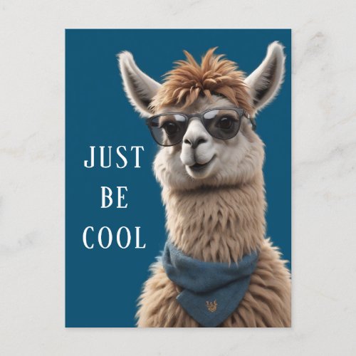 Just Be Cool Smile Llama Funky Alpaca Sunglasses Postcard