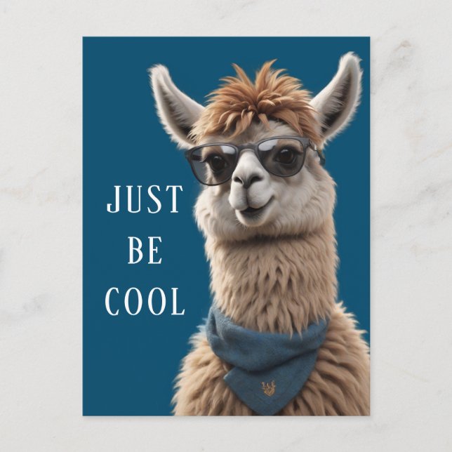 Just Be Cool Smile Llama Funky Alpaca Sunglasses Postcard (Front)