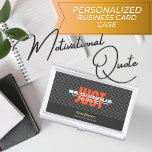 "Just Be Curious" Motivational Quote Consultant  Business Card Case<br><div class="desc">Professional business card case with "Just Be Curious" motivational theme. This design features a checked pattern background with an eye catching and vibrant orange color of a word "JUST" while the white text placed on top of it, making it stylish and modern look. Personalize this template by adding name and...</div>