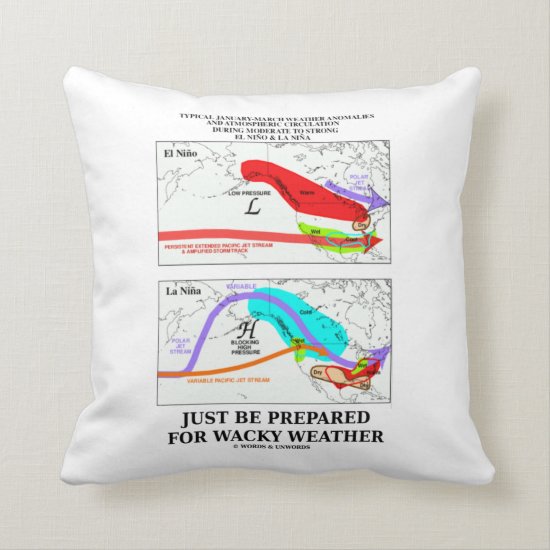Just Be Prepared For Wacky Weather Throw Pillow