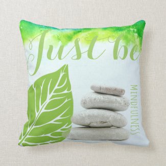 JUST BE Stone Piles Mindfulness Decor Gift Throw Pillow