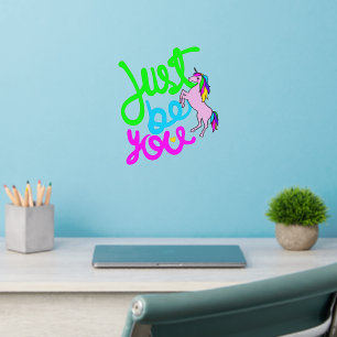 Just Be You Mauve Unicorn & Heart Typography Wall Decal