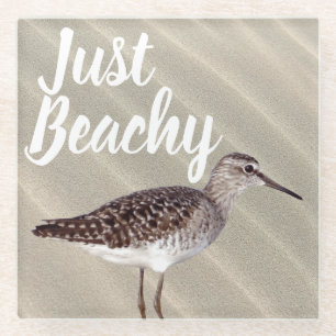 Just Beachy Coastal Sand Piper Bird Glass Coaster