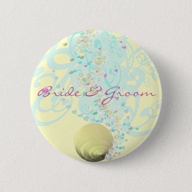 Just Beachy Wedding Button (Front)