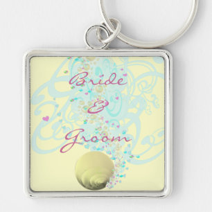 Just Beachy Wedding Keychain With Shell and Swirls