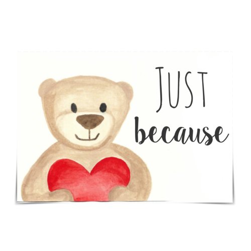Just Because Big Bear Hug Watercolour Card