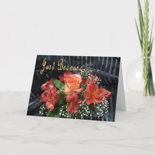 Just Because flowers Thank You Card (Front)