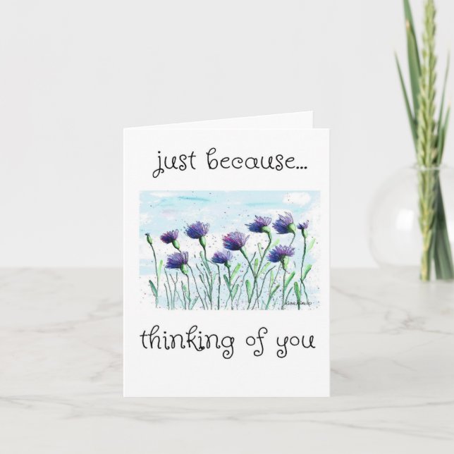 Just Because, Thinking of You, Blue Asters Art Card (Front)