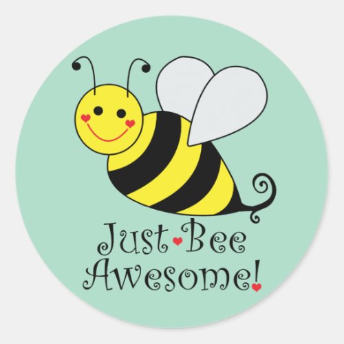 Just Bee Awesome Bumble Bee Classic Round Sticker