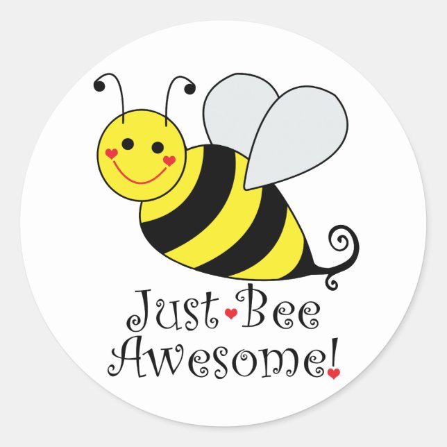 Just Bee Awesome Bumble Bee Classic Round Sticker (Front)
