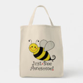 Just Bee Awesome Bumble Bee Grocery Tote Bag (Back)