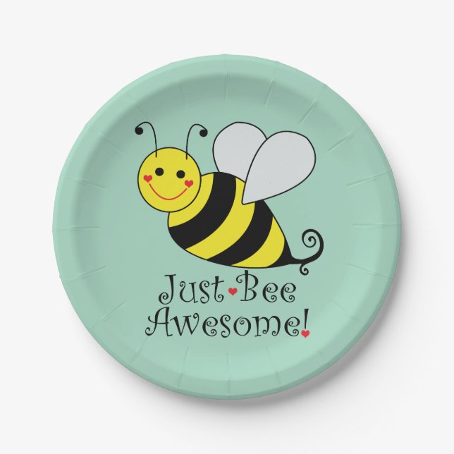 Just Bee Awesome Bumble Bee Paper Plates (Front)