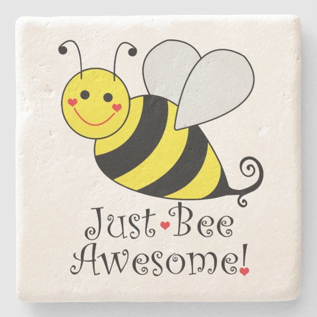 Just Bee Awesome Bumble Bee Stone Coaster (Front)