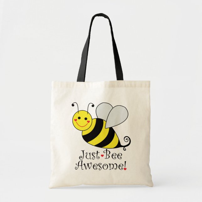 Just Bee Awesome Bumble Bee Tote Bag (Front)