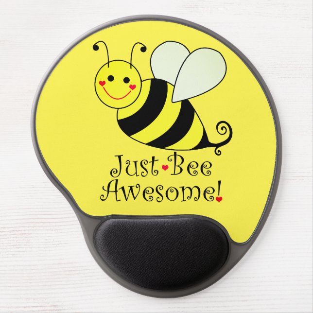Just Bee Awesome Cute Yellow Bumble Bee Gel Mouse Pad (Front)