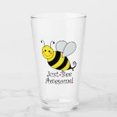 Just Bee Awesome Cute Yellow Bumble Bee Glass (Front)