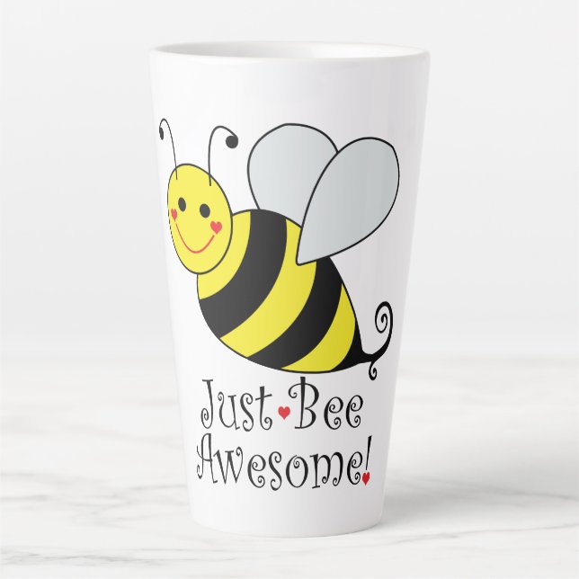 Just Bee Awesome Cute Yellow Bumble Bee Latte Mug (Front)