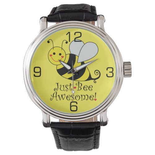 Just Bee Awesome Cute Yellow Bumble Bee Watch