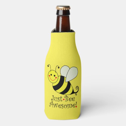 Just Bee Awesome Yellow Bumble Bee Bottle Cooler