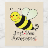 Just Bee Awesome Yellow Bumble Bee Cute Wine Label (Single Label)