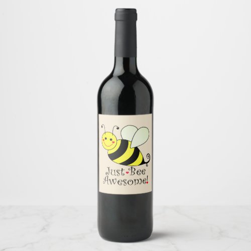Just Bee Awesome Yellow Bumble Bee Cute Wine Label