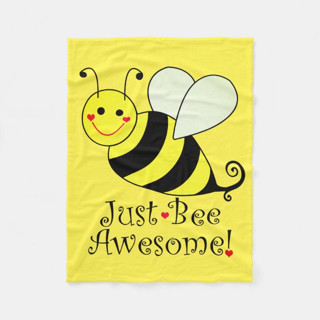 Just Bee Awesome Yellow Bumble Bee Fleece Blanket (Front)