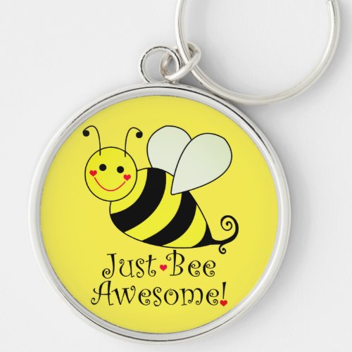 Just Bee Awesome Yellow Bumble Bee Keychain