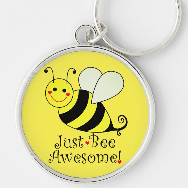 Just Bee Awesome Yellow Bumble Bee Keychain (Front)