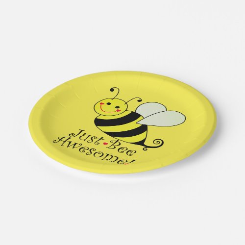 Just Bee Awesome Yellow Bumble Bee Paper Plates