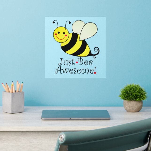 Just Bee Awesome Yellow Bumble Bee Wall Decal (Home Office 2)