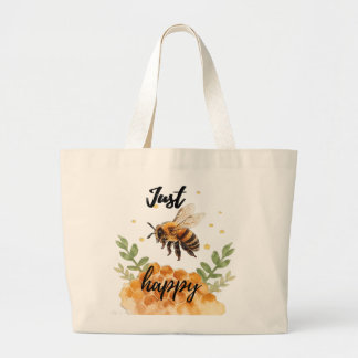 Just Bee Happy – Watercolor Large Tote Bag
